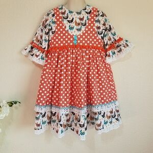 Bumble Babee Designs Chicken Print Girl's Dress